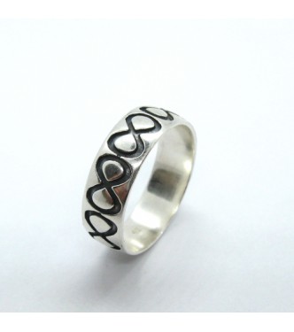 R002003 Genuine Sterling Silver Ring Infinity Band 7mm Solid Hallmarked 925 Handmade